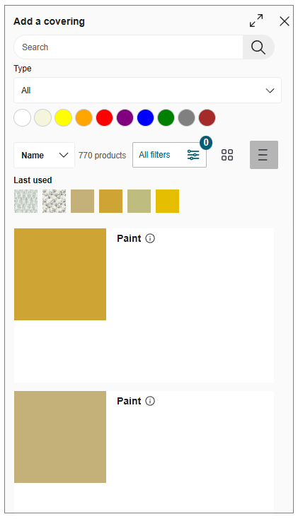 Change coverings options