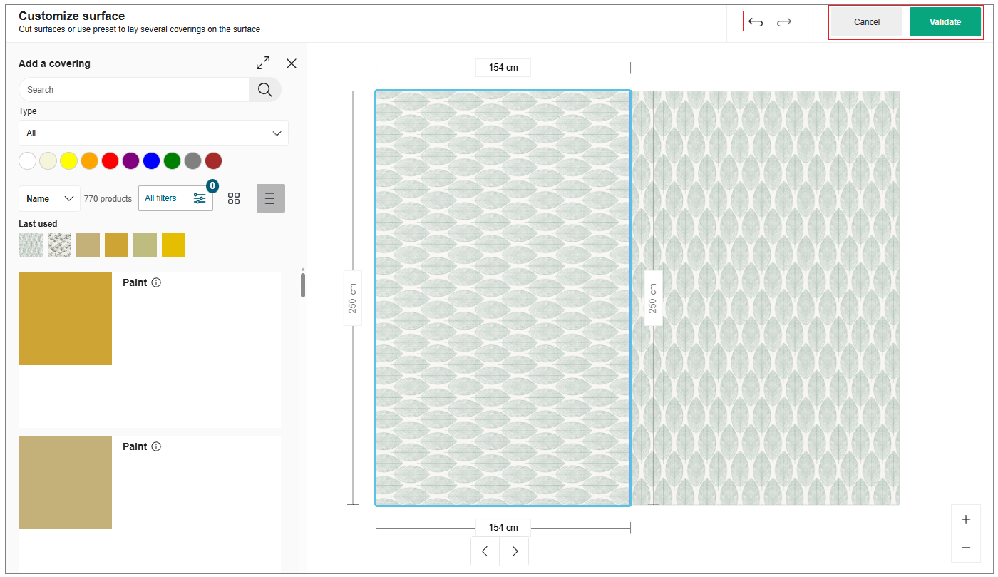 Change coverings options