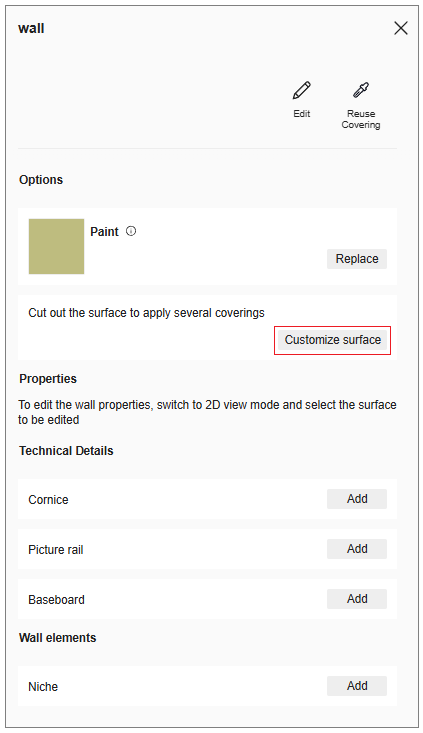 Customize Surface Edit