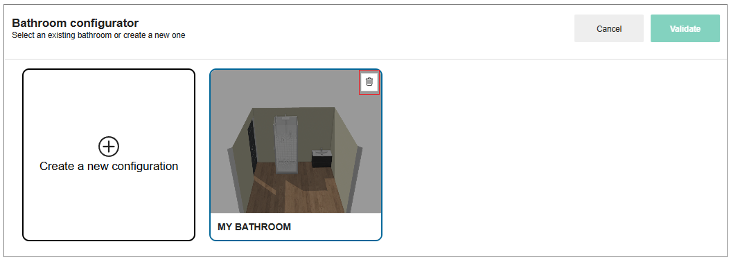 Delete Bathroom Configurator