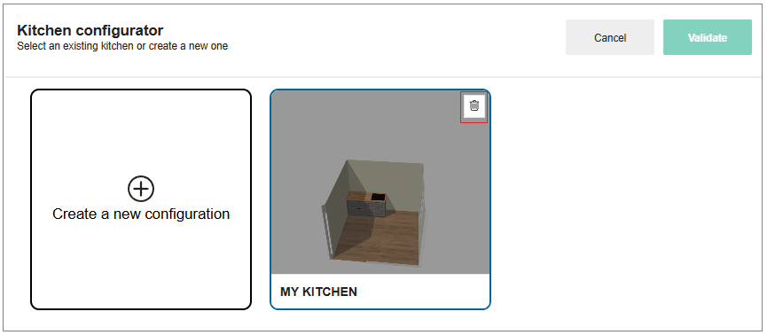 Delete Kitchen Configurator