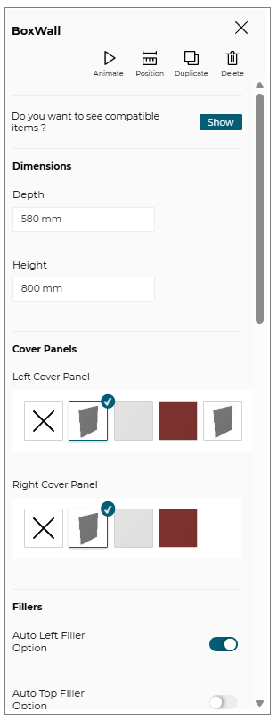 Product Configuration Panel