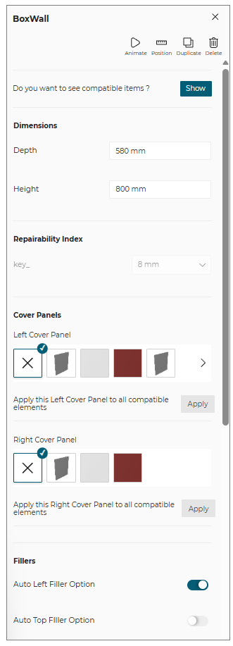 Product Configuration Panel