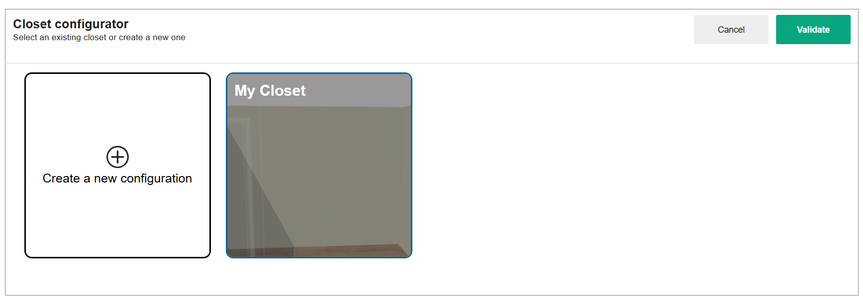 Existing Closet Configurator