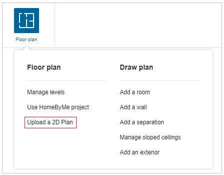 Upload 2D plan Option