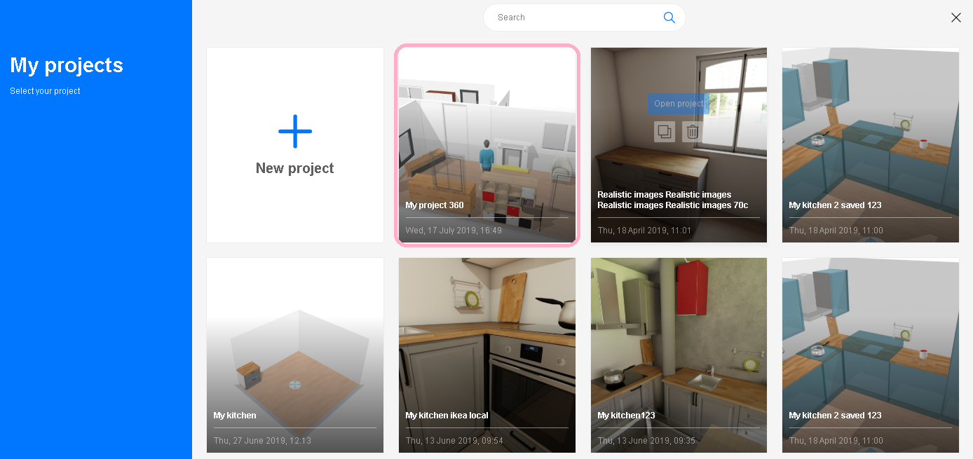 Access from widget ProjectsList