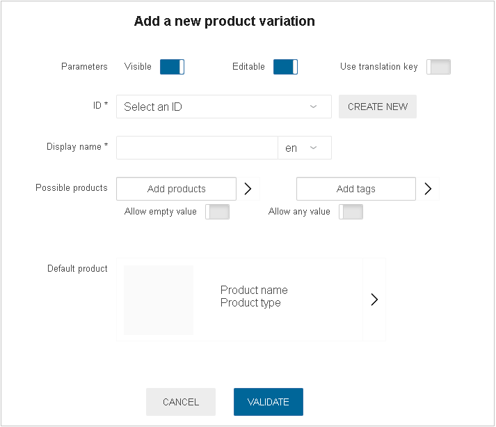 Product Replacement parameter