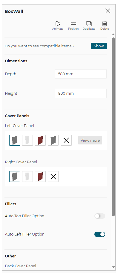 Product Configuration Panel